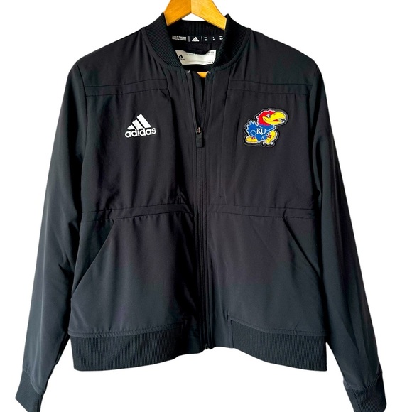 adidas Jackets & Blazers - Women's Adidas Black Kansas Jayhawks Sideline Travel Woven Full-Zip Jacket